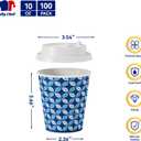 JOLLY CHEF 100 Pack 10 oz Disposable Coffee Cups, Hot Paper Coffee Cups with Lids, Sleeves and Stirrers for Home, Office, Cafe (Blue Leaf and Grey Leaf)