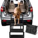 Dog Stairs for Car - Foldable Dog Ramps for Large Dogs with Non Slip Surface, Portable Dog Steps for Cars and SUV, Truck, Support Up to 200 Lbs (5 Steps, Black)