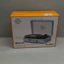 VINYLSLINK Bluetooth Vinyl Record Player with Treble & Bass Adjustment, Vintage Portable Turntable Suitcase with Built-in Speakers, 3-Speed Belt Drive (33/45/78 RPM), Auto Stop, RCA/AUX/Headphone Jack (Khaki)