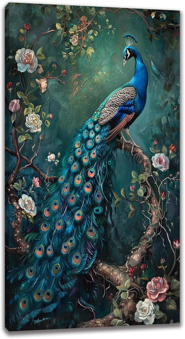 Large Size Peacock Wall Art Peacock Wall Decor Abstract Oil Painting Modern Canvas Prints Pictures Painting Artwork Home Decoration for Living Room Master Bedroom Gallery Office Hallway 60"x30"