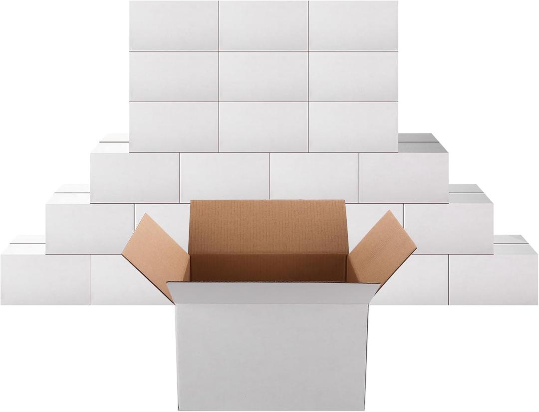 PETAFLOP 8x6x5 Shipping Boxes Set of 25, Small White Cardboard Mailer Box for Packing, Mailing, Business
