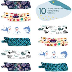 Nasogastric or Oxygen Tube precut Adhesive Tape Under The sea Mix x 10 Pack. (Mix Pack)
