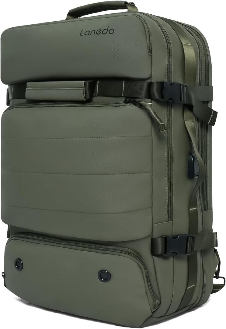 Travel Backpack Carry On Flight Approved, Large Capacity,Expandable Laptop Backpack W/Multi Pockets, Wet isolation Pocket, Heavy Duty Luggage Backpack USB Port for Business Travel