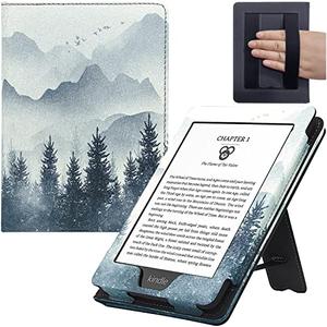 UMUBUHOMS Stand Case for 6 inch Kindle (11th/ 10th/ 8th Generation, Model No C2V2L3 / J9G29R / SY69JL) Cover with Auto Sleep/ Wake & Double Hand-held Magneitc Closure (Forest Mountains)