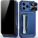 for iPhone 17 Pro Max Wallet Case2 Privacy Screen Protectors, Card Holder (4-5 Cards), Slide Camera Lens Cover, Military Drop, Rugged Heavy Duty Men Women Phone Case for iPhone 17Pro Max, Blue
