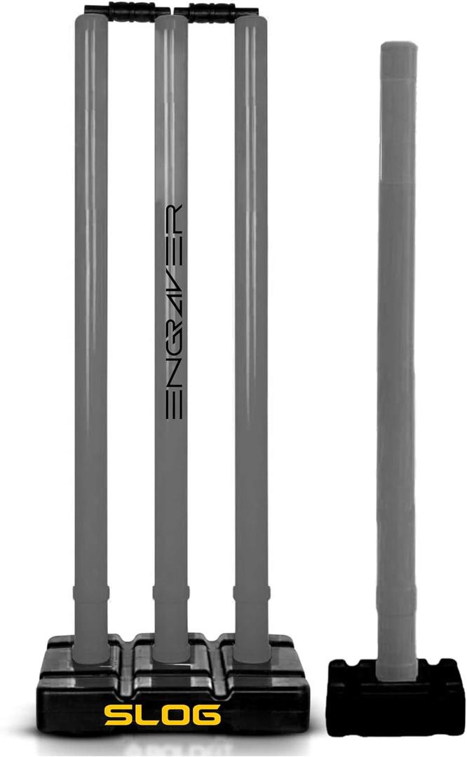 jaspo Slog Engraver Cricket Kit Full Size Plastic Bat, Synthetic Ball, Stumps Kit Bag Lightweight Durable Tennis Cricket Plastic Kit Wicket Set Only