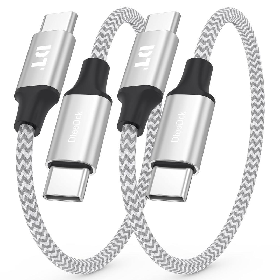 6 Inch USB C to USB C Cable Short 60W Fast Charging & 480Mbps Data Transfer USBC to Type C Cord 2-Pack for Power Bank, iPhone 17/16/15, Galaxy S25/24/23, iPad Pro/Air/Mini, Car Charger