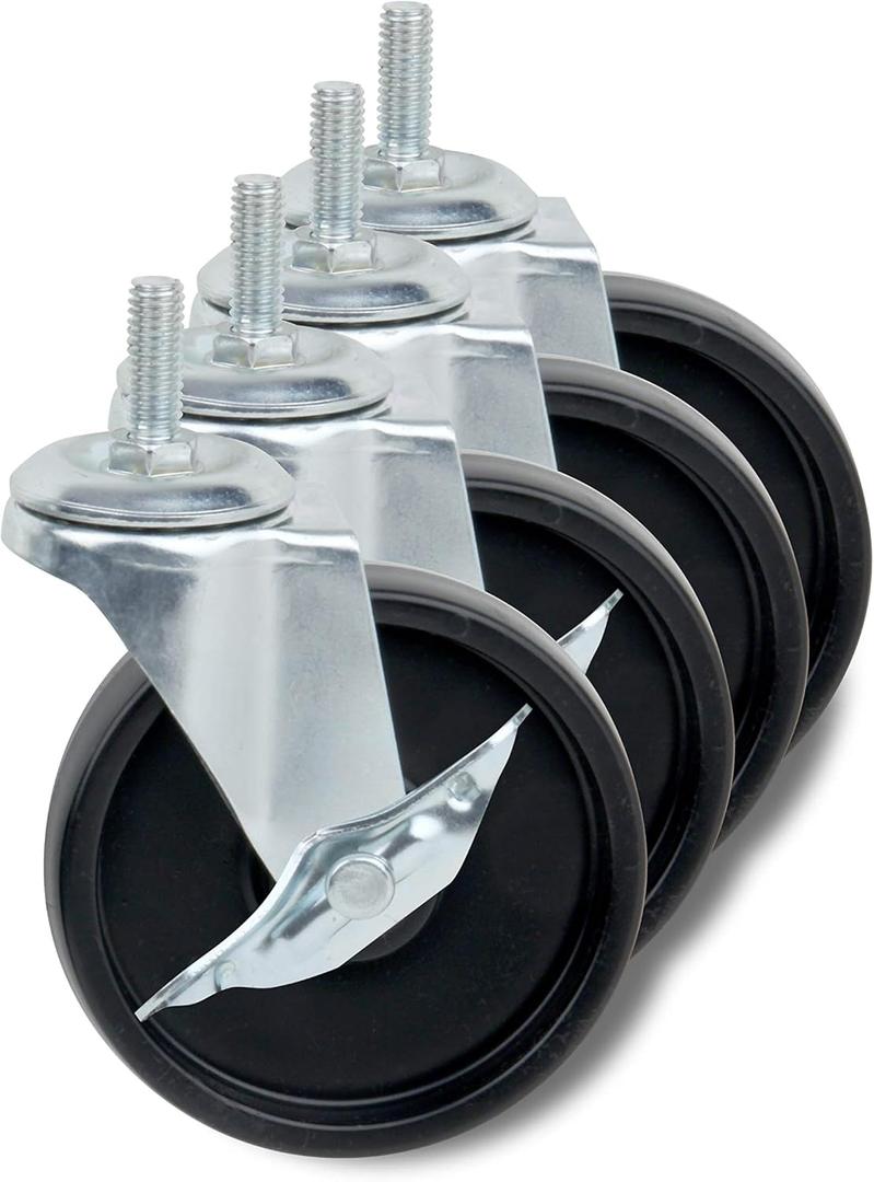 Honey-Can-Do SHF-01939 4-Inch Caster Roller Wheels for HCD Shelving Unit, Set of Four,Black