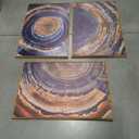 Colorful Tree Rings Framed Canvas Wall Art Set,Abstract Blue and Brown Wood Grain Wall Decor,Nature Modern Annual Ring Texture Artwork for Living Room,Bedroom-24 x36 x3