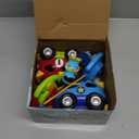 Prextex 2 Pack Cartoon Remote Control Cars for Toddlers  Police Car and Race Car with Steering Wheel Controllers and Lights  Different Frequencies So Both Can Race Together  Toddler Gift 18+ Months