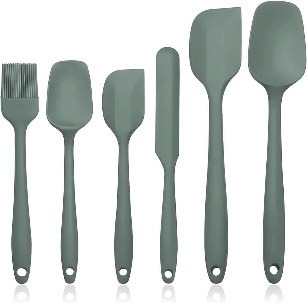 Silicone Spatula Set of 3, Rubber Spatulas Silicone Food Grade, Kitchen Utensils Set Heat Resistant Nonstick Easy to Clean Dishwasher Safe for Baking,Cooking,Mixing (Green)