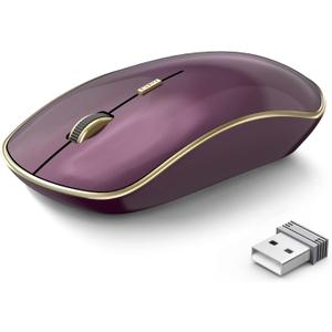 JOYACCESS J Wireless Mouse for Laptop, 2.4G Slim Wireless Silent Mouse, Portable Wireless Computer Mouse, 3200 DPI, USB Wireless Mouse for Desktop, Notebook, Chromebook, PC (Wine Red)