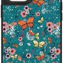 Ehreus Floral Butterfly Pattern Phone Case for iPhone 13 - Slim Shockproof Hard Shell with 5ft Drop Protection, Cute Aesthetic Phone Cover, Gift for Teens and Women