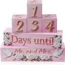 Wedding Countdown Blocks for Bride, Mr and Mrs Wooden Countdown Calendar, Anniversary Countdown Engagement Gift, Rustic Wood Wedding Decor, Days Until Sign, Bridal Shower Gift Keepsake