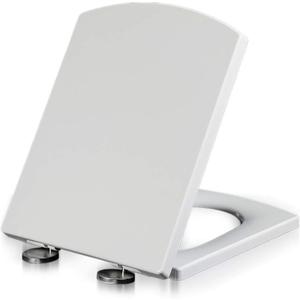 XQHDWEC Toilet Seats Soft Close White, Loo Lid Quick Release Heavy Duty Easy to Clean Bathroom Lid,Square