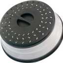 Collapsible Microwave Splatter Cover, 10.5 Inch, Dishwasher-safe, Microwave Plate Cover With Steam Vent BPA-Free Silicone & Plastic (Black)