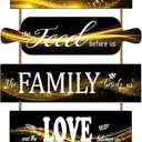 Bless the Food Before Us for Kitchen Signs Wall Decor, Black Gold Rustic Dining Room Decorations, Decorative Country Vertical Wood Signs Plaques, Inspirational Wall Art for Living Room Bedroom