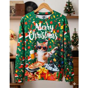 RAISEVERN Christmas Sweatshirt for Men Women Funny Pullover Xmas Top Large