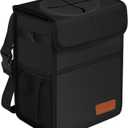 Femuar Leak Proof Car Can with Lid - Waterproof Automotive Garbage Bin for SUVs, Collapsible and Portable Car Bag, Black (2.25 Gallons)