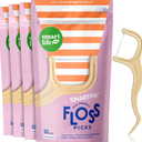 SmartLifeco EcoFriendly Dental Floss Picks (200ct)  Flossers Made With Straw Wheat Blend, Strong AntiShred Thread For Tight Gaps, Tooth Pick Stick For Adults, Soft on Gum & Teeth, Vegan, Unflavored