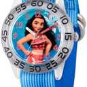 Disney Moana Kids' Plastic Time Teacher Analog Quartz Nylon Strap Watch