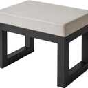 IBUYKE 16 Inch Small Foot Stool Ottoman, Rectangle Linen Foot Rest with Padded Seat and Metal Legs, Modern Ottoman Foot Rest for Living Room Bedroom Entryway Couch, Grey WBD001G