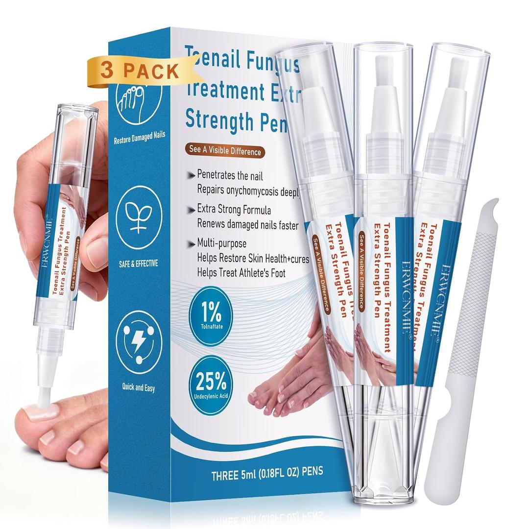 Toenail Fungus Pen, Anti Fungal Nail Repair Pen for Damaged Nails, Toe Nail Fungus Treatment Extra Strength for Broken and Discolored Nail, Yellow Toenail Treatment, Nail Health 5ml/0.18FLOZ 3pcs