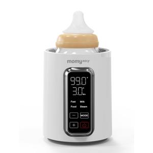MOMYEASY Fast 2-Minute Baby Bottle Warmer - Steam Heating for Breastmilk & Formula, Fits All Bottles, Precise Temp Control with Timer, Auto Shut-Off (White & Black)