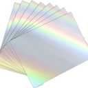 25 Sheets Holographic Sticker Paper 8.5x11 inch for Inkjet & Laser Printer, Printable Vinyl Holographic Sticker Paper Waterproof Self-Adhesive (Silver)