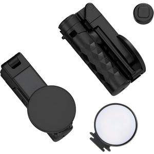 2026 New Pocket Selfie Stick: Magnetic/Clamp Dual Mount, Multi-Angle, Tripod, Wireless Remote, Fill Light, Vlogging Essential| for iPhone & Android. Carry on Selfie (Black)