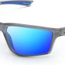 KastKing Osage Polarized Sport Sunglasses for Men and Women, Ideal for Driving Fishing Cycling Running, UV Protection (Frame: Matte Smoke Crystal /Lens: Blue Ocean Mirror)