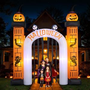 11FT Giant Halloween Inflatable, Giant Halloween Inflatables Archway, Outdoor Blow Up Decorations, Inflatable Pumpkin Arch for Yard Lawn Garden Party