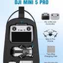 PEKREWS Mini 5 Pro Case, Portable Mini 5 Pro Bag for DJI RC 2, RC-N3 Controller, Travel Drone Backpack Fits 4 Batteries, ND Filters, Waterproof Hard Carrying Case for DJI Fly More Combo Accessories, Black