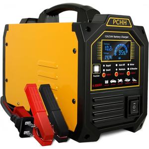 PCHH 12V 24V Car Battery Charger Heavy Duty, 0-15A Automatic Battery Maintainer, Smart Trickle Charger for Automotive Car Truck Motorcycle RV AGM and lead acid batteries Deep Cycle