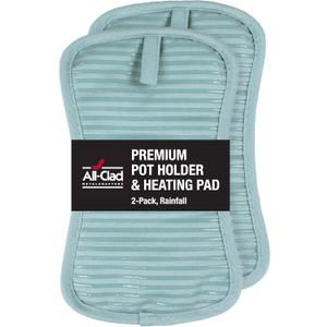 All-Clad Premium Pot Holder & Heating Pad, (2-Pack) Heat Resistant to 500 Degrees, 100% Cotton 10"x6.25" for Kitchen and Barbeque, Rainfall