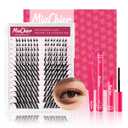 Fox Eye Lash ClustersKit, Easy for Beginners Individual Lashes, Cat Eye Lashes, 8-18mm C Curl 112pcs, Home DIY Lash Extensions, Waterproof Bond and Seal, Remover and Lash Tweezers