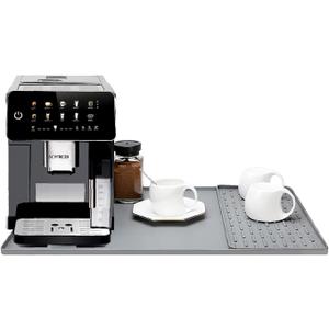Silicone Coffee Mat, 24"X16" Heat-Resistant,Eco-friendly,Hygienic Drying Pad,Leak-Proof and Non-Slip,Removable Silicone Mat with Concave and Convex Design,（Gray 24X16）