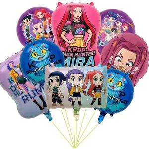 Demon movie Hunters Birthday Decorations, 8PCS Foil Balloons for Boys Girls Kpop Party Supplies..