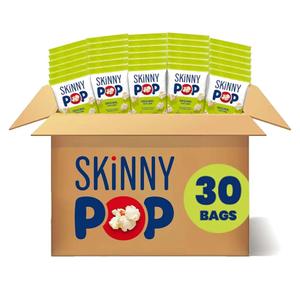 SkinnyPop Popcorn, Original, Whole Grain, Dairy-Free Snack, 0.65oz Bags (30ct), BBD 08/20/26