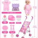GAGAKU Baby Doll Stroller Playset with 12-inch Doll & Accessories, Foldable Lightweight Toy Stroller for Toddler Girls Kids Ages 1-6, 12" Baby Doll and Accessories Included