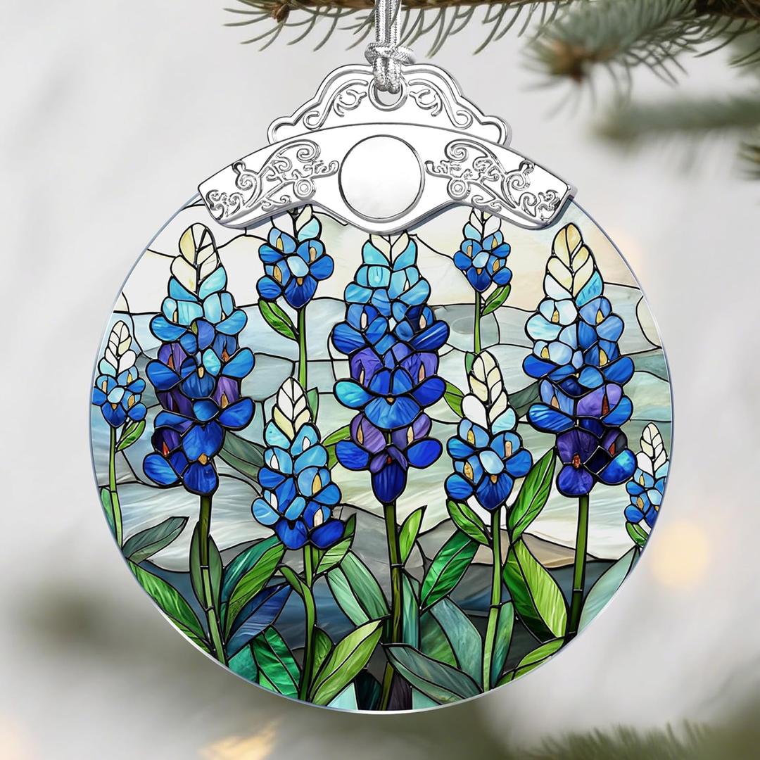 5 x Texas Bluebonnet Christmas Ornaments: Christmas Tree Ornaments, Holiday Decor for Flower Lover, Texas State Flower-Themed, Stocking Stuffers, Gift Ideas, Xmas Gifts & Gifts for Mom, Grandma