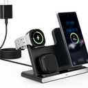 Samsung S25 Wireless Charger Station,3 in 1 Wireless Charger for Samsung Galaxy S25 Ultra/S24/S23/Z Fold/Flip 7/6/5,for Galaxy Watch 8/7/6/5/Pro,buds, Charging Station for iPhone 17/16/15 with Adapter