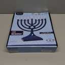 LED Electric Blue Hanukkah Menorah with Special Effects - Battery/USB Powered, Star of David, 4 Lighting/Blinking Modes, Large LED Bulbs, Chanukah Traditional Electric Menorahs - Navy Blue