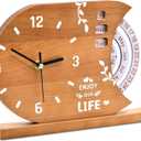 2-in-1 Wooden Analog Clock & Calendar - Silent No Ticking Desk Clocks Perpetual Calendar for Office, Bedroom, Study - Vintage Home Shelf Table Decor - Flip Date, Month & Day of The Week