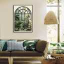 Woxfcart Tropical Plant Decor Wall Art, 24 x 36 Large Window Botanical Leaf Picture Canvas Print, Modern Boho Artwork for Living Room Bedroom Office, Black Frame Ready to Hang