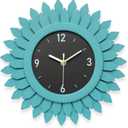 Honiway Wall Clock Battery Operated 12 Inch Rustic Wood Beach Sunburst Decorative Wall Clock Silent Non-Ticking Coastal Wall Decor Clocks for Living Room Kitchen Bathroom Bedroom (Cyan)