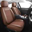 Chezope Full Set Leather Car Seat Covers-Waterproof Durable Automotive Protection Seat Covers Universal Fit for Most Cars, SUVs, Sedans & Trucks (Brown)