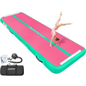 VOFiTNY All Purpose Gymnastics Mat 6.6/10/13/16/20 ft Sturdy Inflatable Tumble Track for Home/Gym (Pink/Green)
