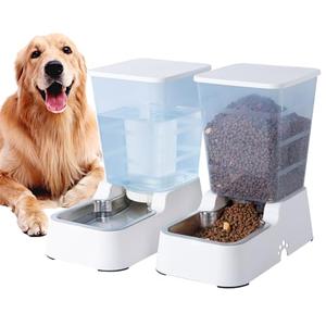Meikuler Pets Auto Feeder 5.2L,Food Feeder and Water Dispenser Set for Medium & Large Dogs Cats and Pets Animals (White)