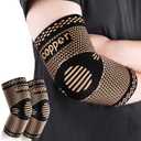 Copper Elbow Sleeve,Elbow Compression Sleeve, Elbow Brace For Tendonitis and Tennis Elbow,Golfers, Arthritis, Bursitis. Elbow Pain Relief,Weightlifting, Fit for Men & Women (X-Small, Gold&Black)